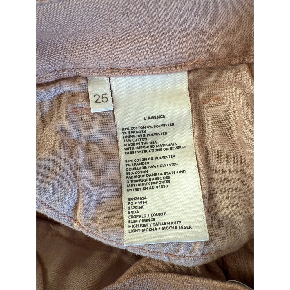 L'AGENCE Womens Sada Cropped Slim High-Rise Jeans in Light Mocha Size 25 Raw Hem - Picture 5 of 6